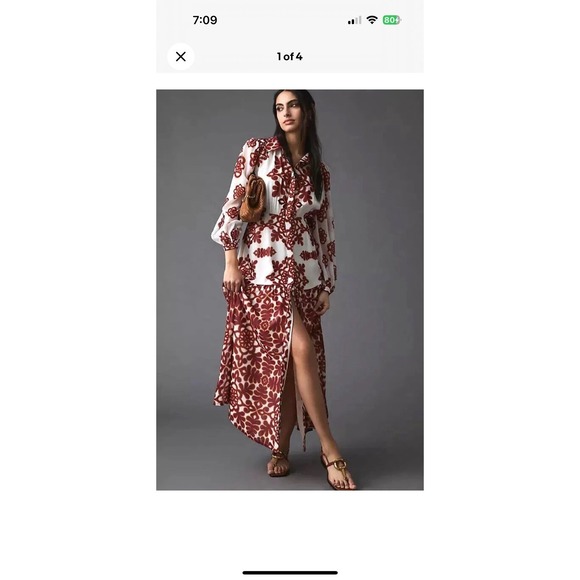 Anthropologie Dresses & Skirts - Anthropologie Vineet Bahl Shirt Dress Abstract Balloon Sleeve Moroccan Sz XXS